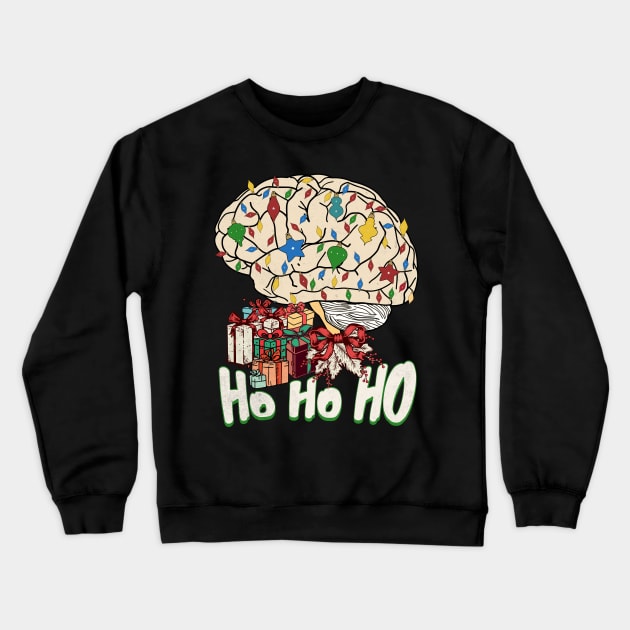 Neurology Nurse Christmas a Anatomy Brain Christmas HoHo Crewneck Sweatshirt by alcoshirts